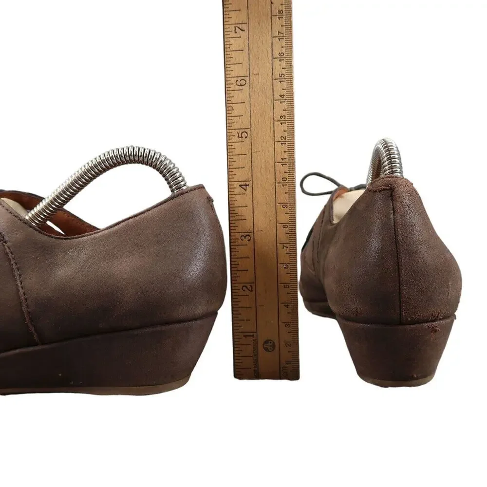 Gentle Souls Shoes Womens 8 Wedge Sandal Lace Up Comfort Classic Leather Brown